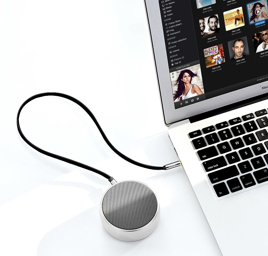 Płaski kabel przewód audio AUX 3.5mm mini jack 2m srebrny (4)