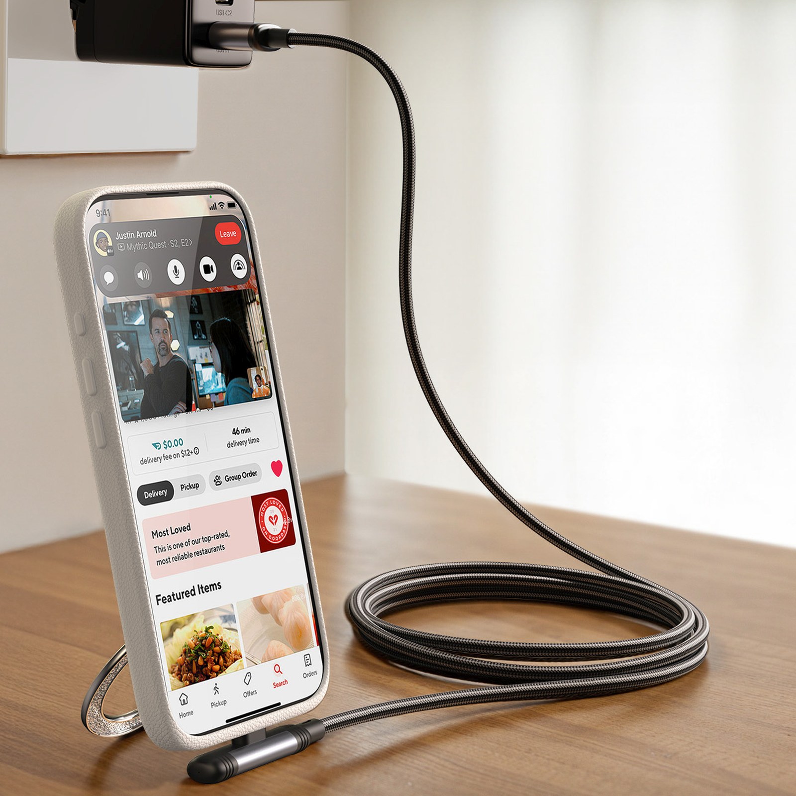 Kabel przewód kątowy USB-A USB-C 3A 1.2m - czarny (5)