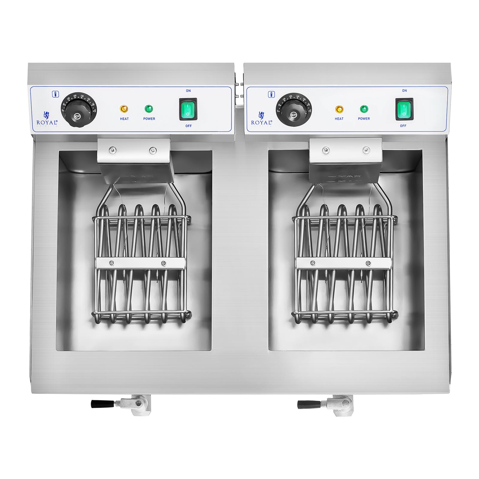 Frytkownica frytownica gastronomiczna dwukomorowa z kranami 230V 2x16L (4)