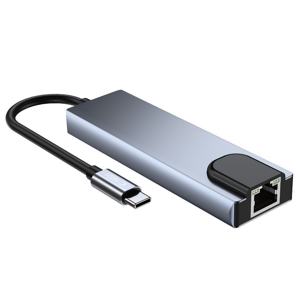 5w1 HUB rozdzielacz USB-C na USB-C USB-A HDMI RJ45 - szary (8)
