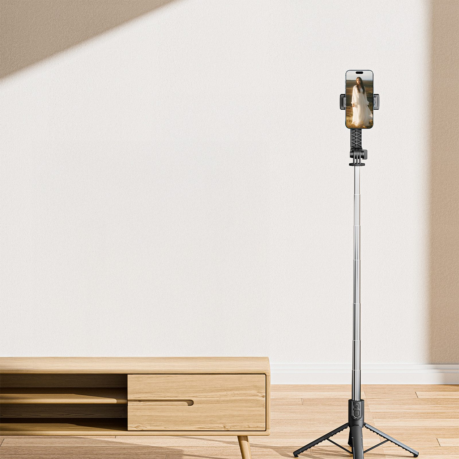 Selfie stick mini tripod do zdjęć Bluetooth 360 stopni - czarny (4)