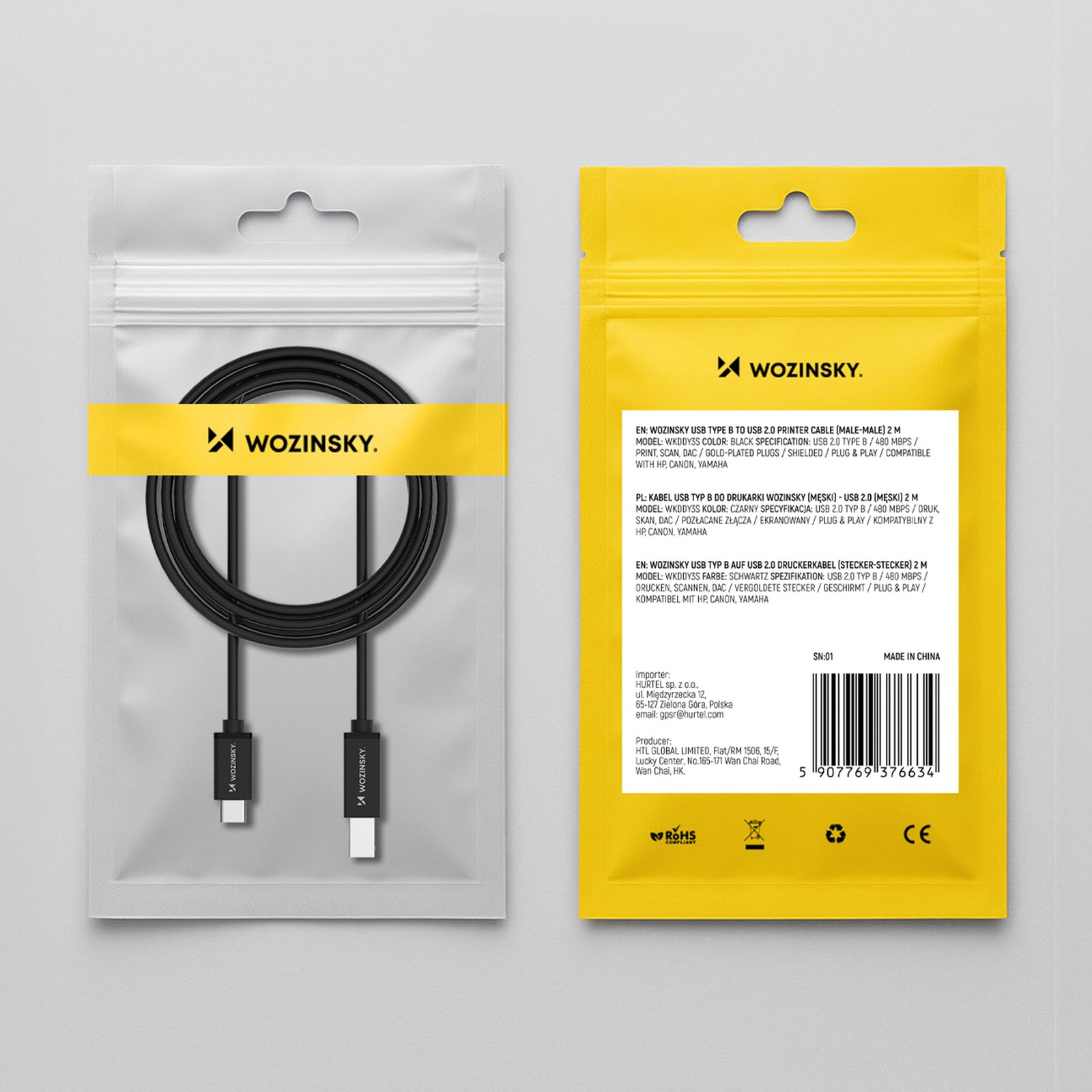 Kabel przewód do skanera drukarki USB-B - USB-C 2m - czarny (11)