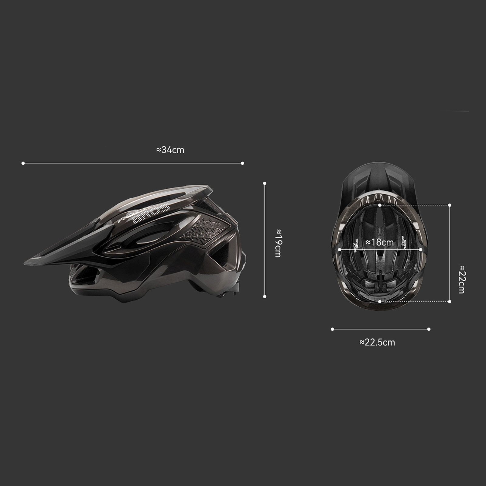Kask na rower górski z regulowanym daszkiem zapięciem magnetycznym 58-62 cm - tytanowy (11)