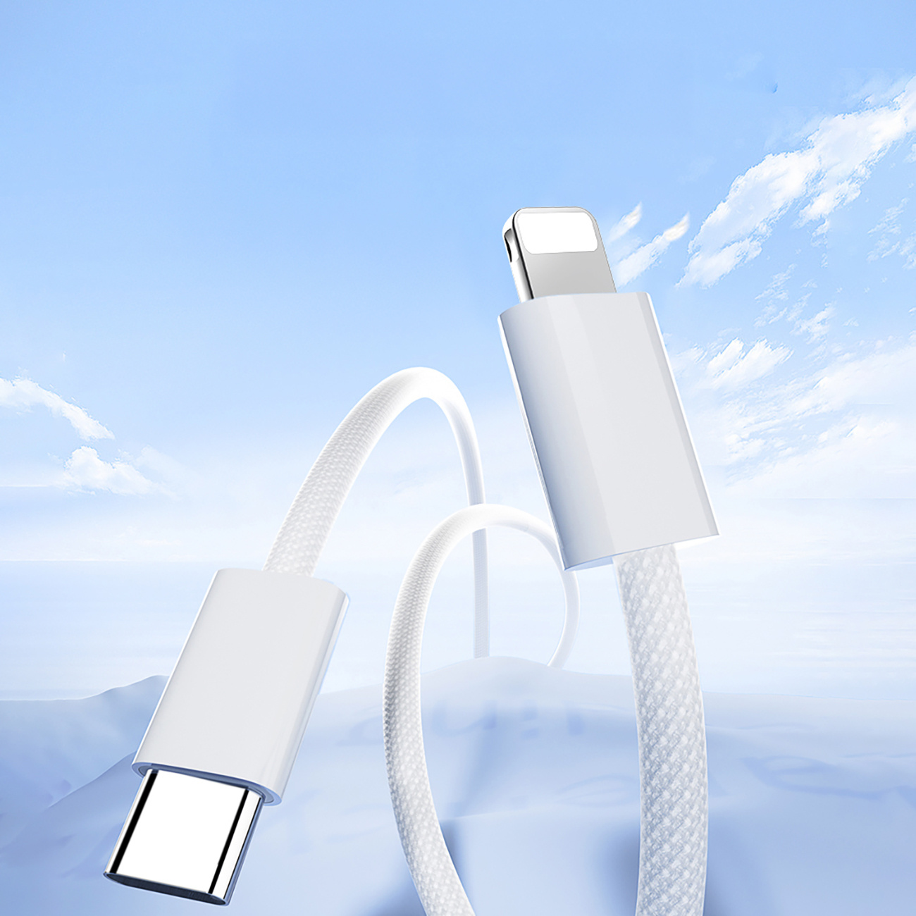 Kabel przewód w oplocie USB-C - iPhone Lightning 30W 1m - biały (3)