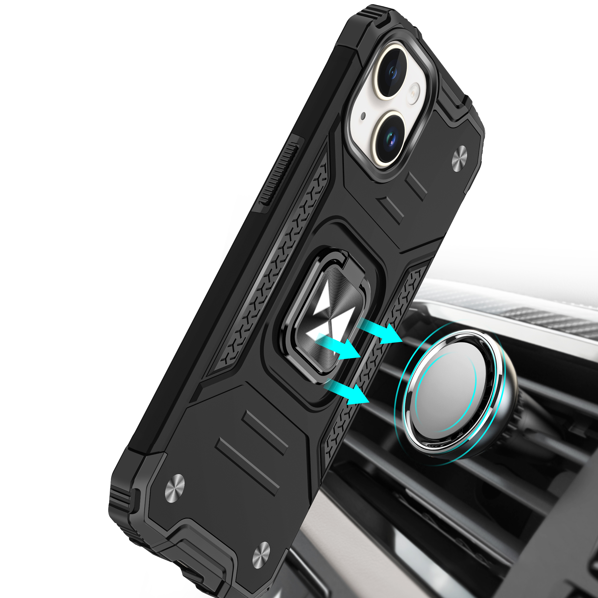 Pancerne etui z uchwytem na palec do iPhone 15 Plus Ring Armor czerwone (6)