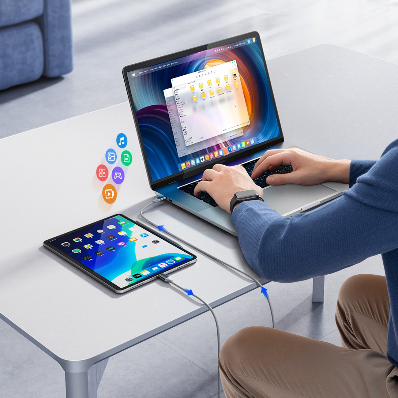 Kabel przewód CDX 60W 3A Power Delivery USB-C 1m - biały (5)