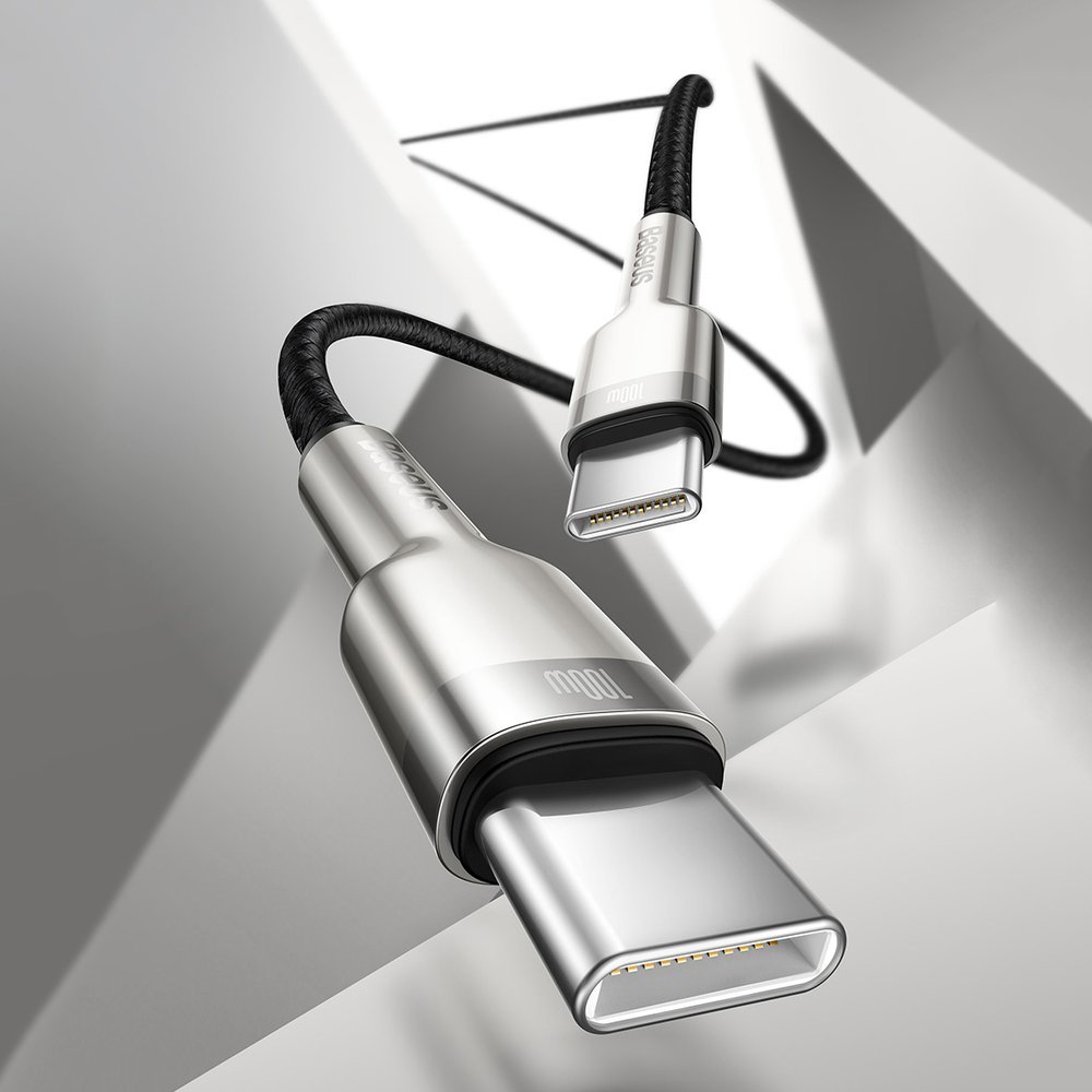 Przewód kabel USB-C - USB-C Cafule Metal Data Power Delivery 100W 2m - czarny (11)