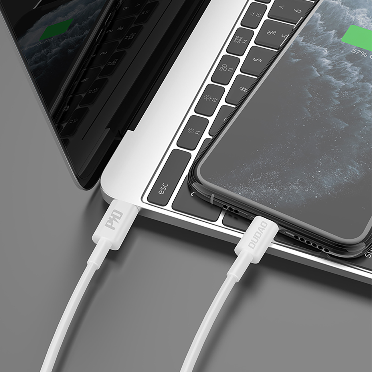 Kabel przewód L6X USB-C - iPhone Lightning PD 20W 1m - biały (4)