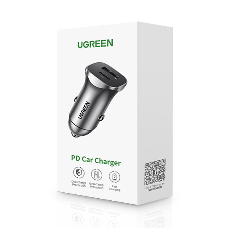 Ładowarka samochodowa USB-C USB 24W Power Delivery Quick Charge szary (5)