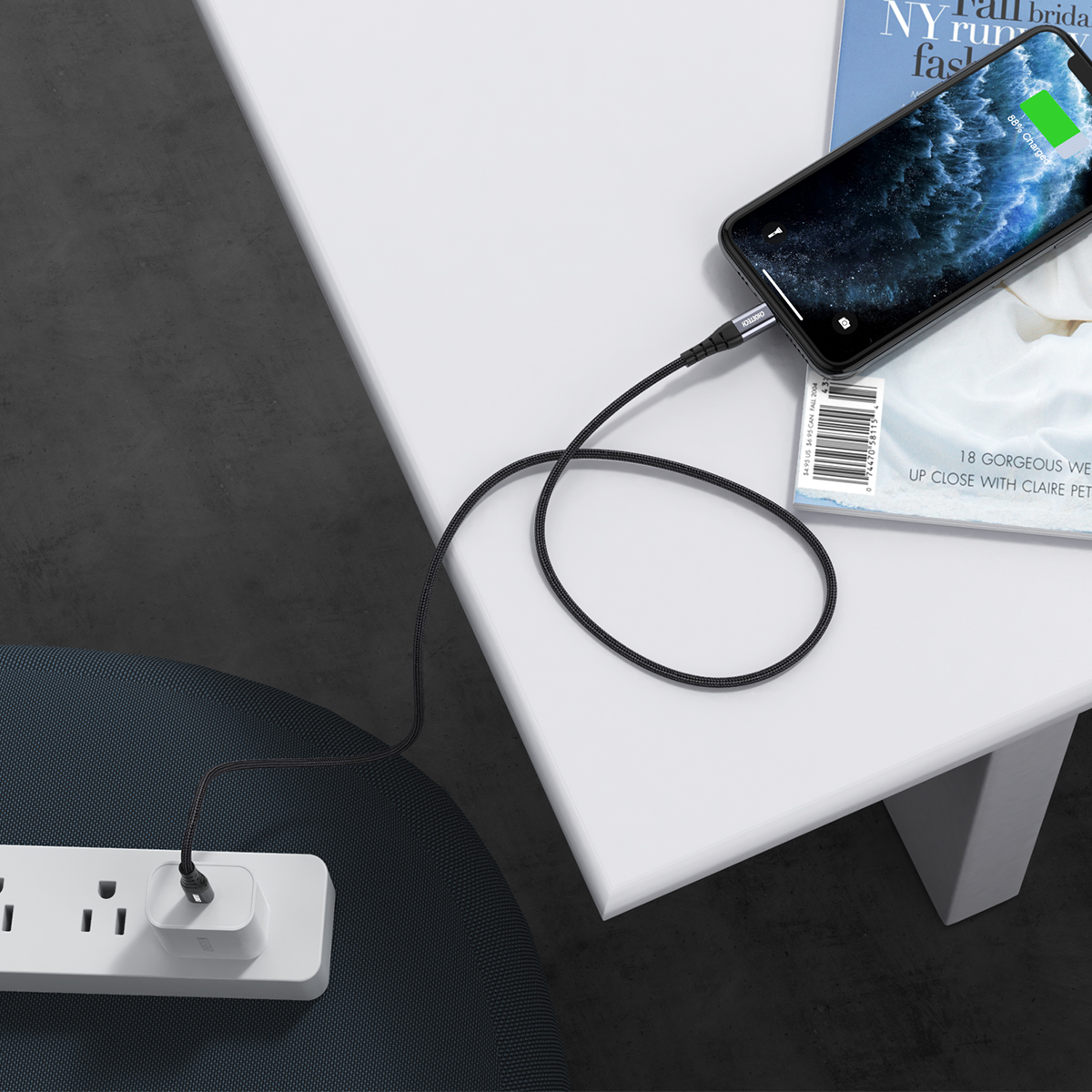 Kabel przewód do iPhone USB-C - Lightning 480Mb/s 3A 1.2m - czarny (10)