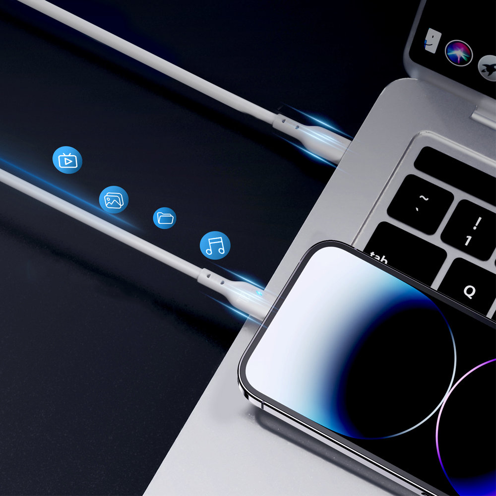 Kabel do iPhone ze wskaźnikiem LED USB-C - Lightning 20W 2m biały (7)