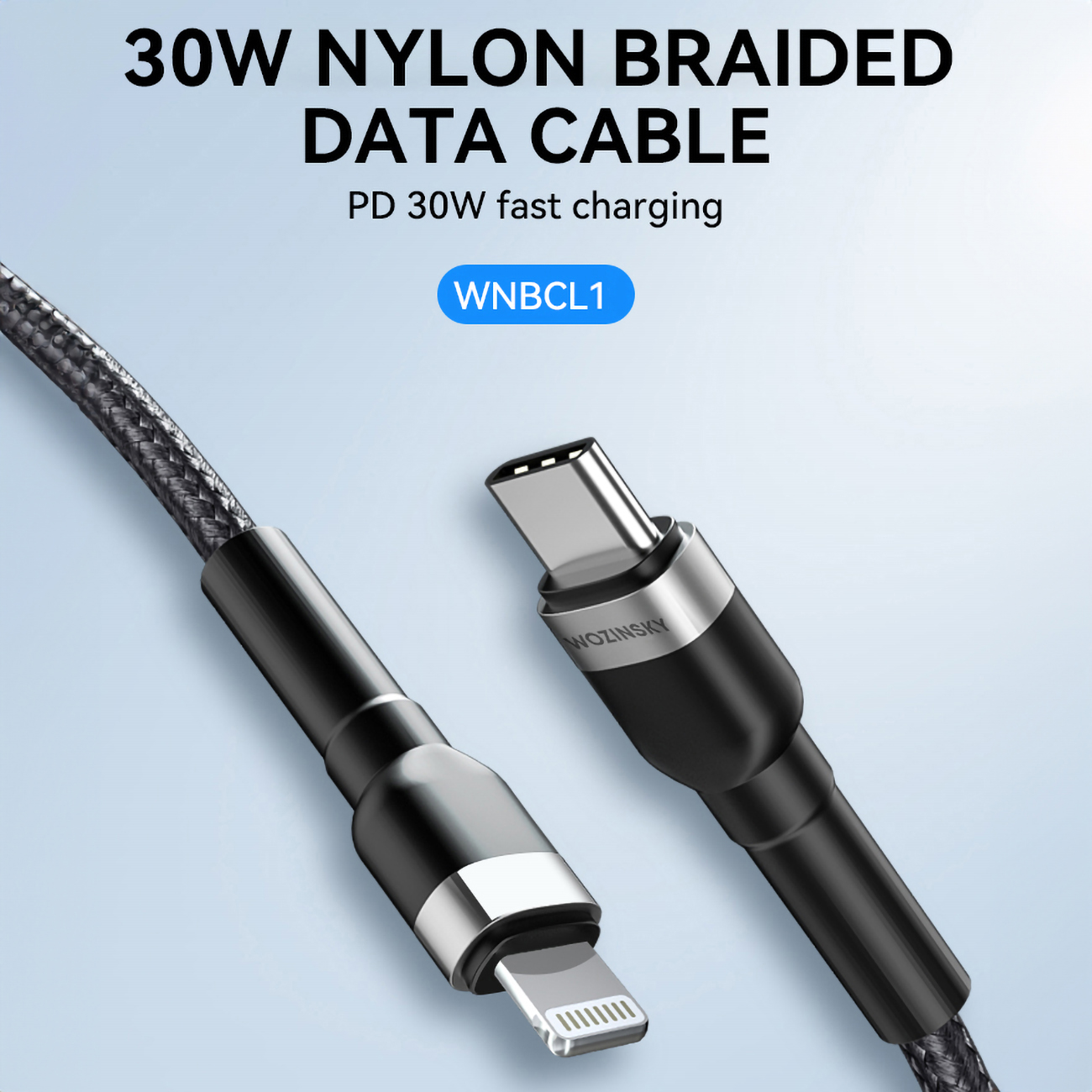 Kabel przewód do iPhone USB-C - Lightning PD 30W 1m czarny (6)