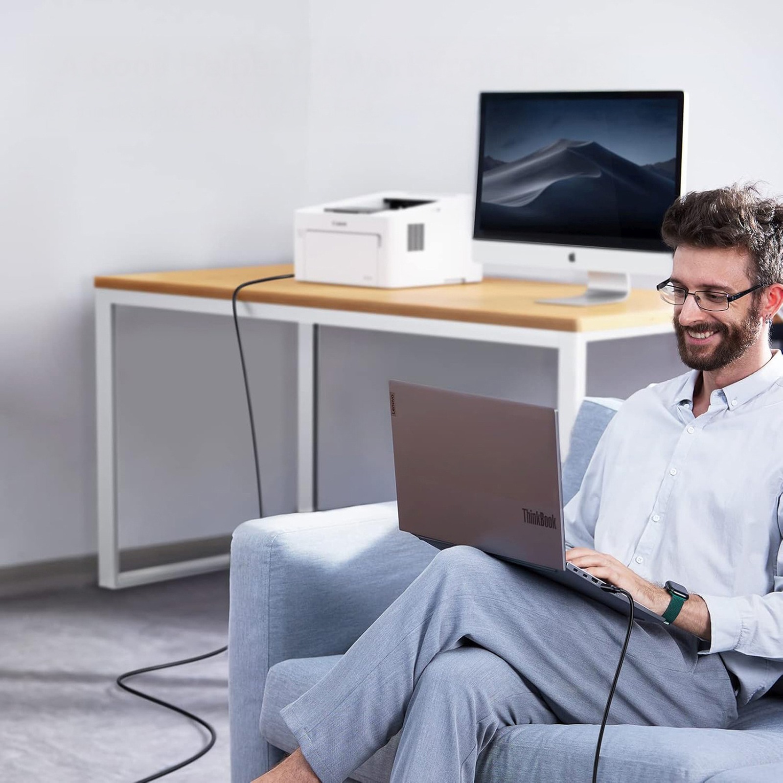 Kabel przewód do skanera drukarki USB-B - USB-C 2m - czarny (8)