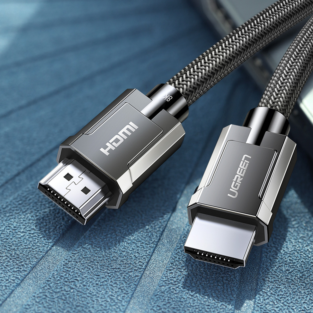 Kabel przewód HDMI 2.1 8K 60Hz 48Gb/s 3m elastyczny w oplocie szary (7)