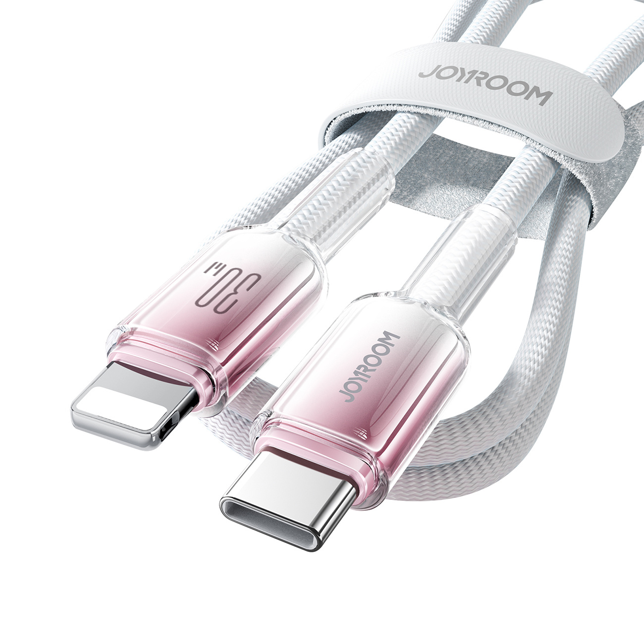 Kabel przewód Crystal-Clear Series 30W USB-C - iPhone Lightning 1.2m - biały (5)