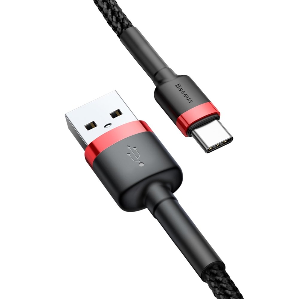 Wytrzymały nylonowy kabel przewód USB USB-C QC3.0 2A 3M czarno-czerwony (7)