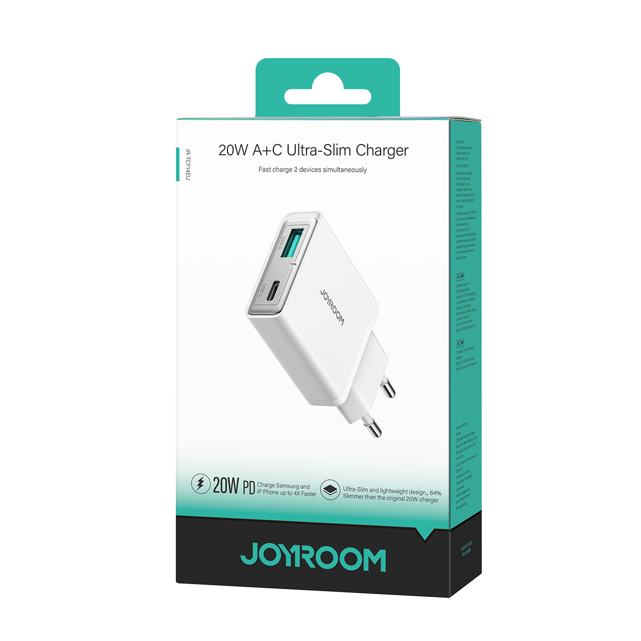 Mała i supercienka ładowarka sieciowa 20W USB-A USB-C - biała (7)