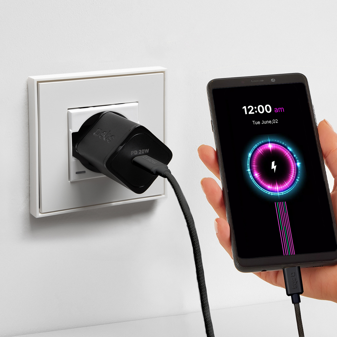 Kabel przewód w oplocie USB-C 60W 1.5m - czarny (5)