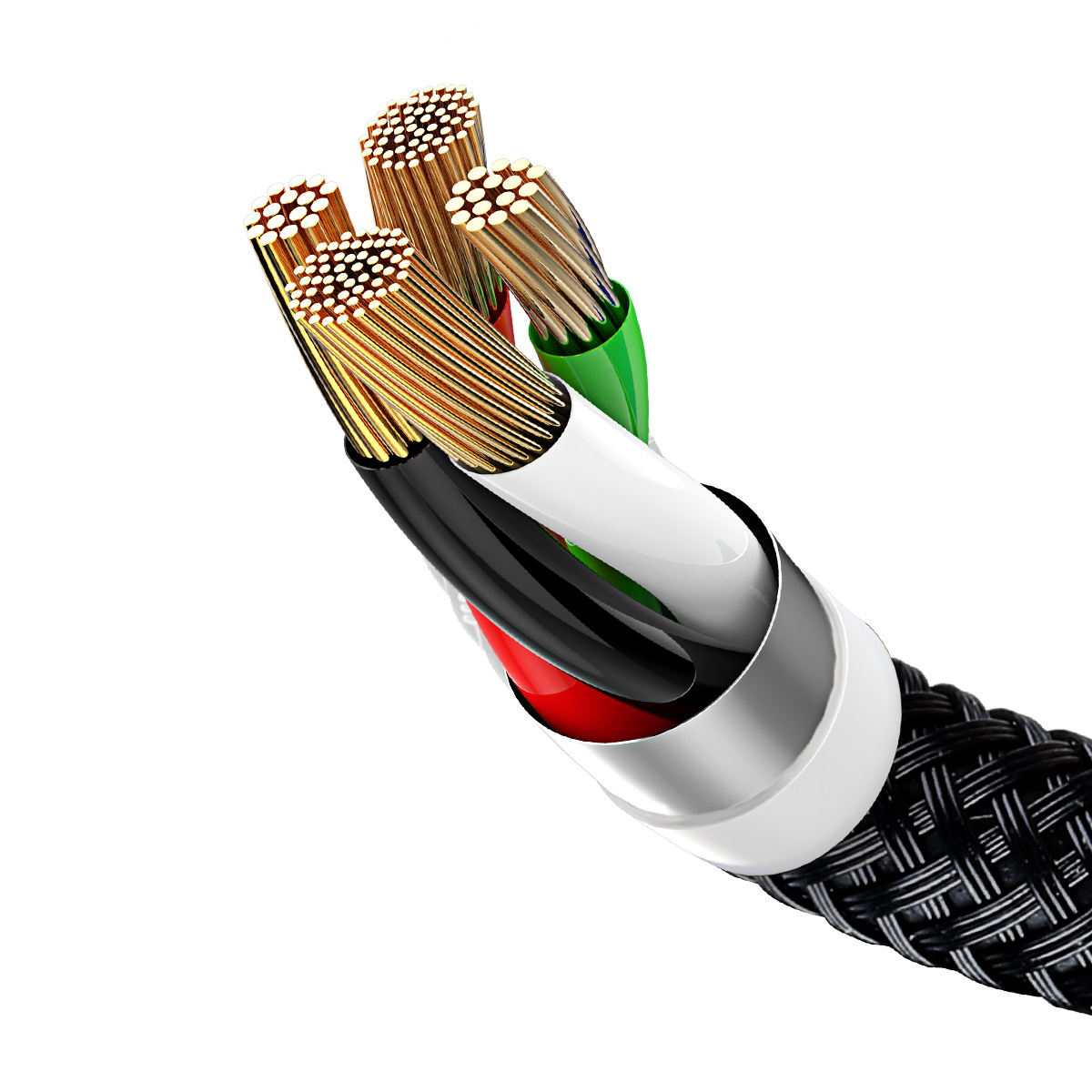 3w1 Kabel przewód USB-A - micro USB / iPhone Lightning / USB-C 3.5A 0.3m - czarny (3)
