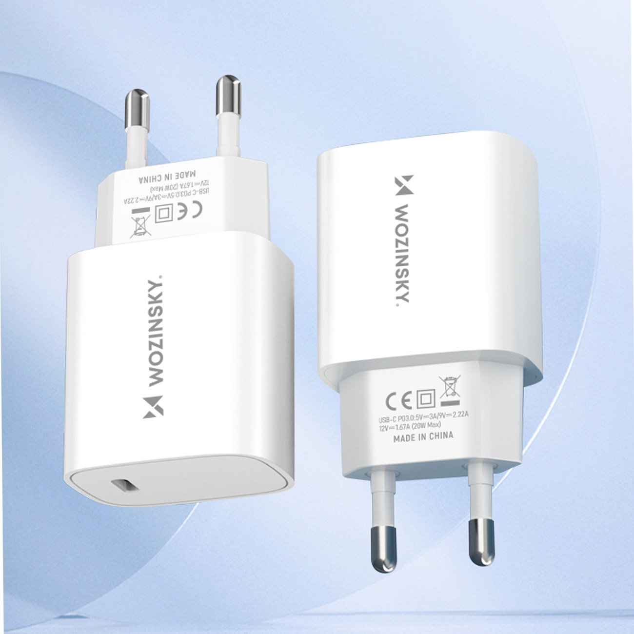 Ładowarka sieciowa 20W USB-C 100-240V biała (11)