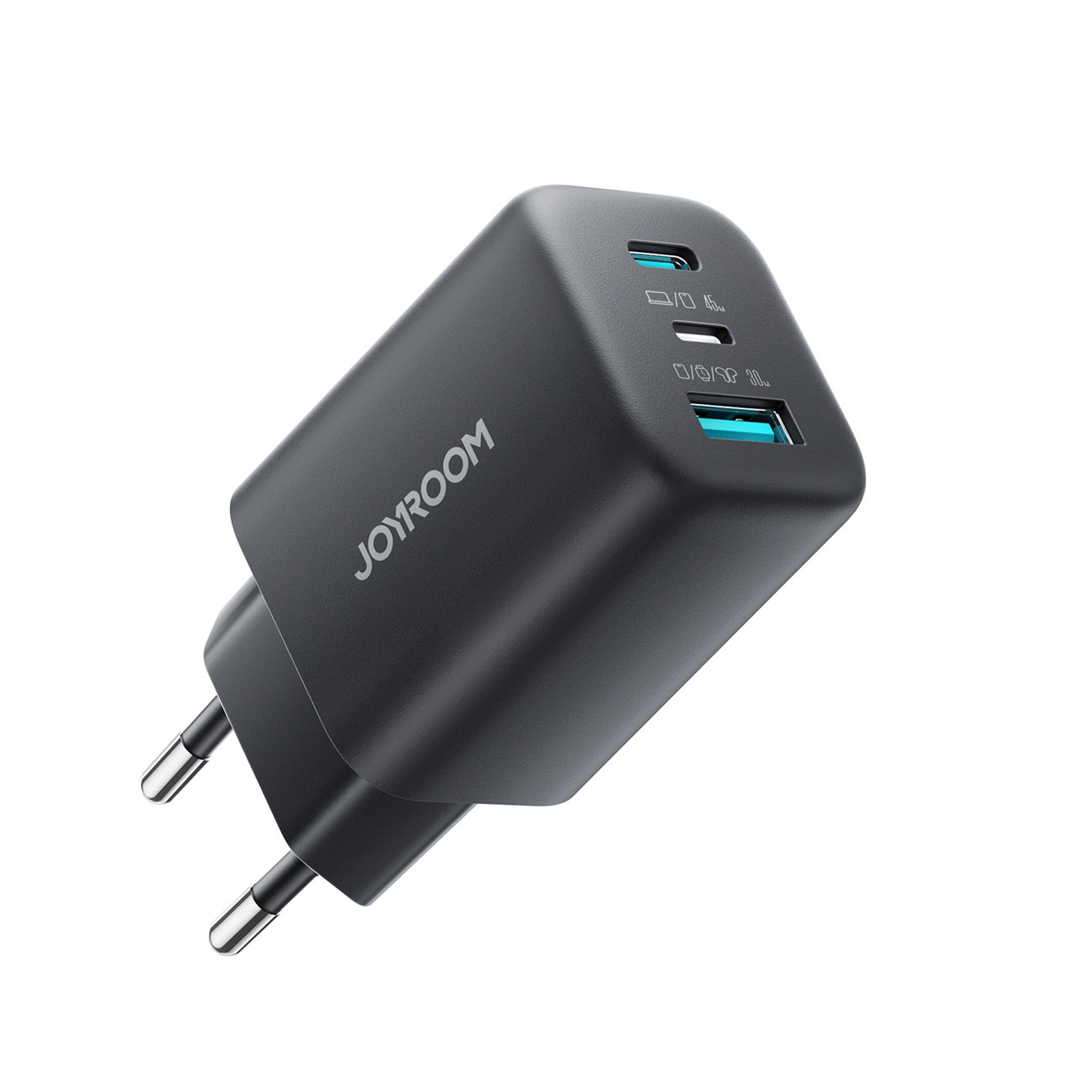 Ładowarka sieciowa USB-C iPhone Lightning USB-A GaN 45W - czarna (4)