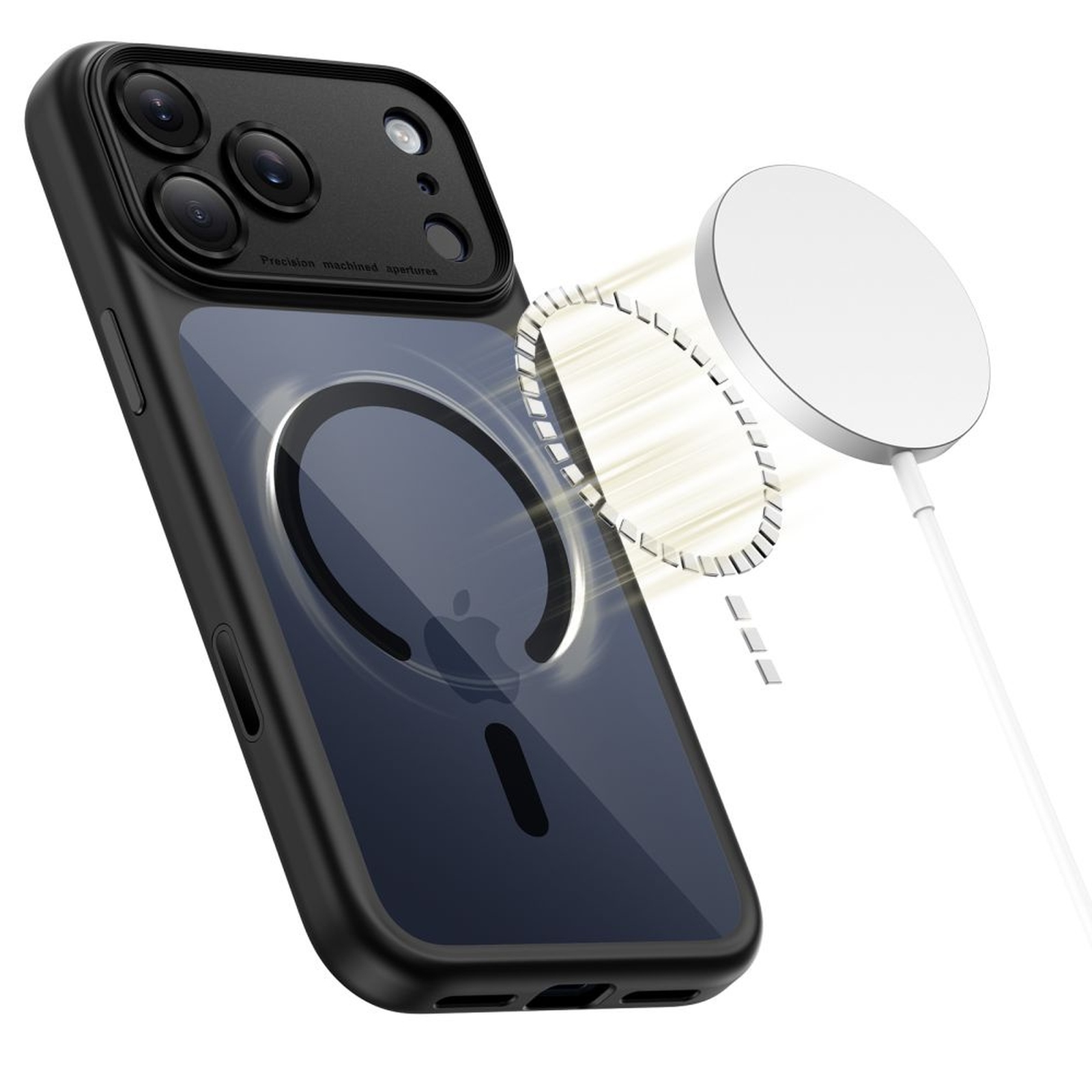Etui case na iPhone 17 Pro Max Magpeak Magsafe CC - przezroczysto-czarne (3)