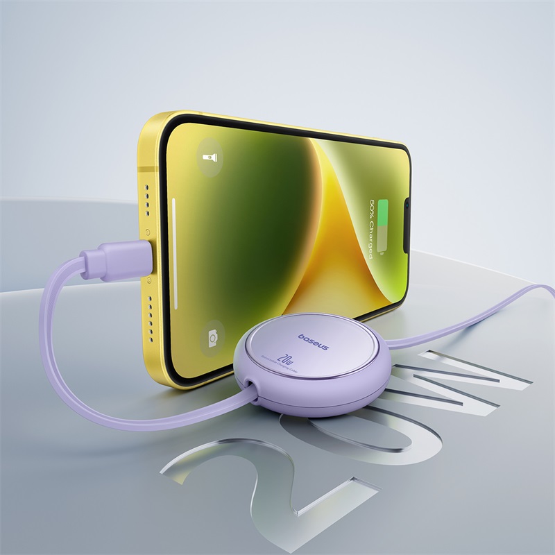 Kabel przewód zwijany Free2Pull USB-C - iPhone Lightning 20W 1m - fioletowy (11)