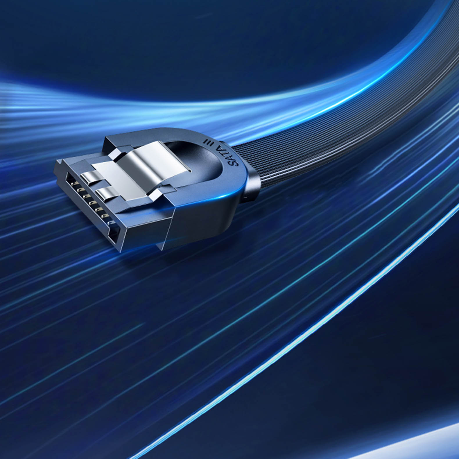 Kabel przewód płaski SATA 1.0-3.0 do 5Gb/s 0.5m - czarny (7)