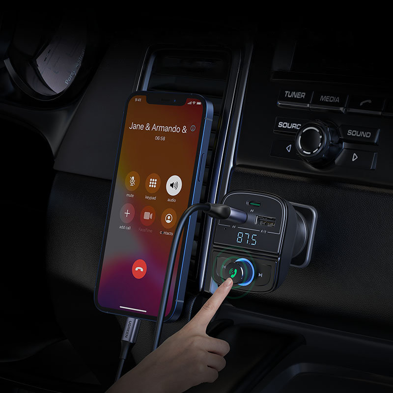 Transmiter FM MP3 Bluetooth 5.0 ładowarka samochodowa 3x USB TF microSD czarny (6)