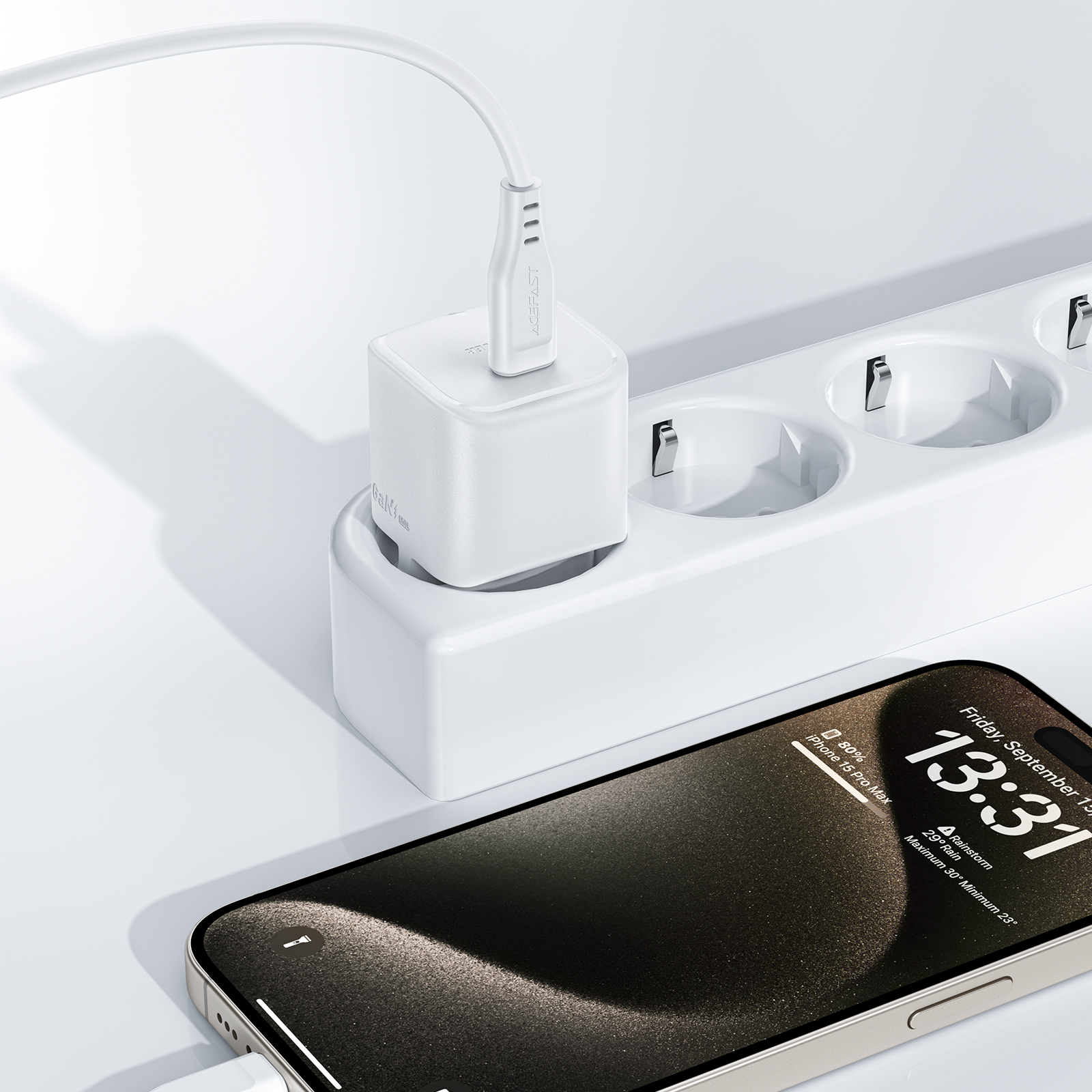 Mini Ładowarka sieciowa PD 20W GaN + kabel USB-C biała (5)