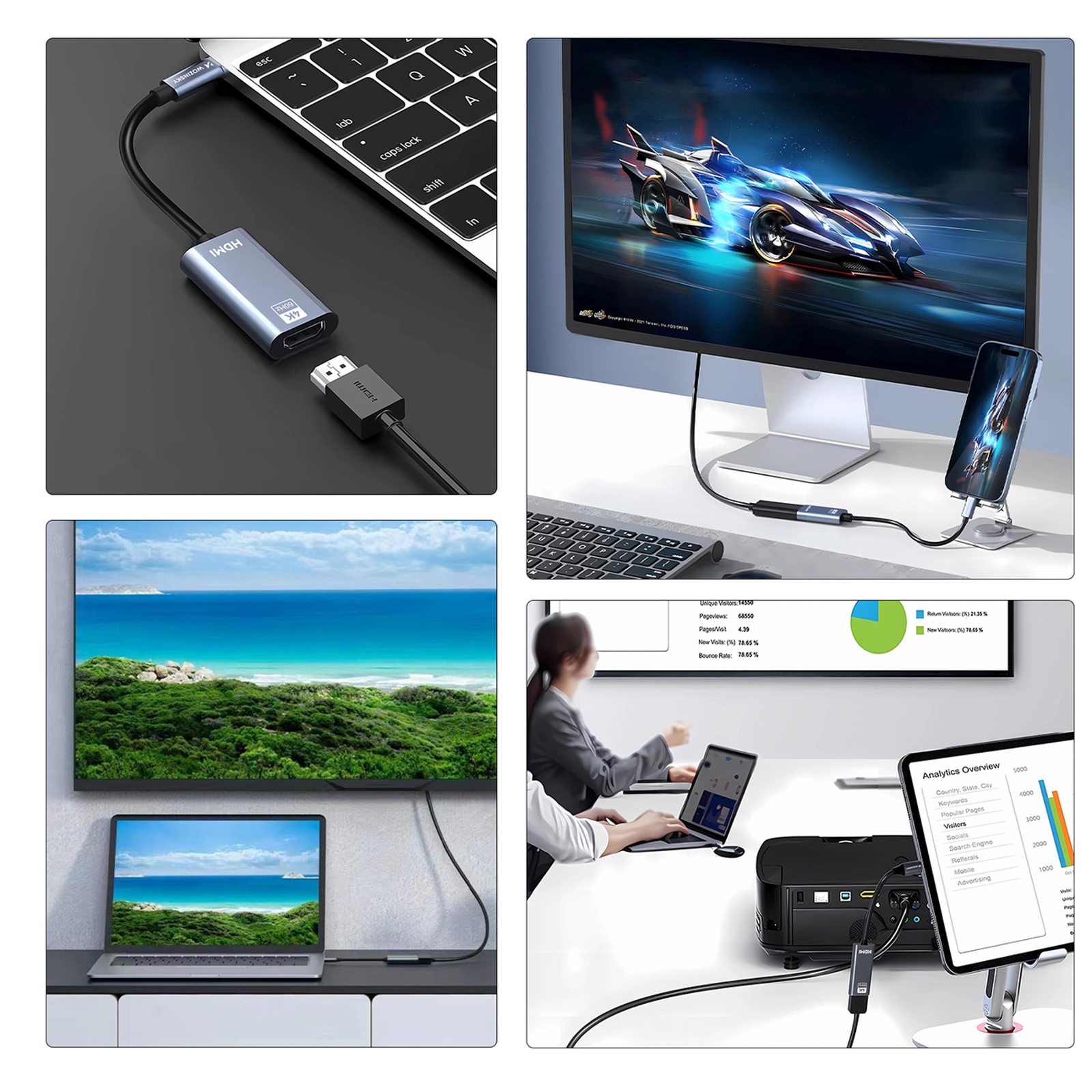 Adapter przejściówka USB-C - HDMI 4K 60Hz - czarny (5)