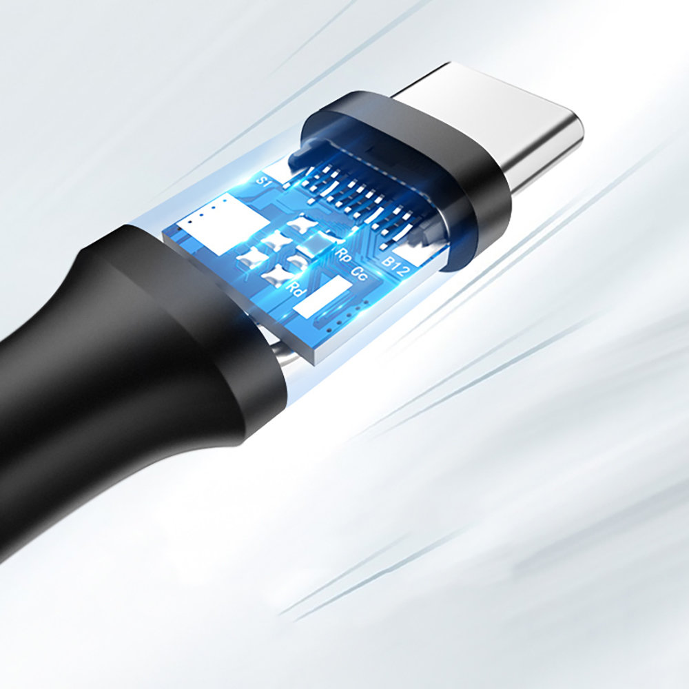 Kabel przewód przejściówka USB - USB-C Quick Charge 3.0 3A 0.25m czarny (8)