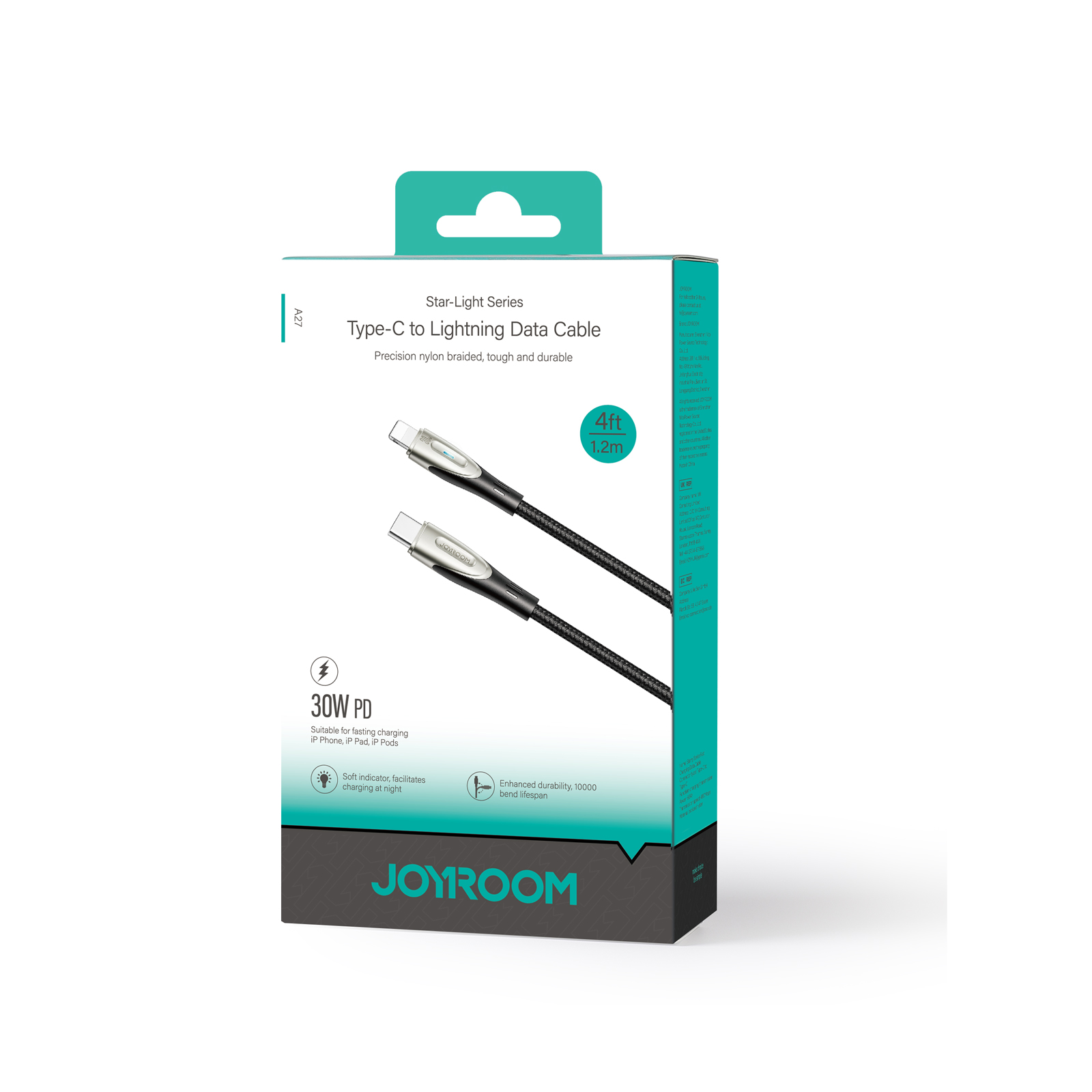 Kabel przewód do iPhone Star-Light Series USB-C - Lightning 30W 1.2m czarny (5)