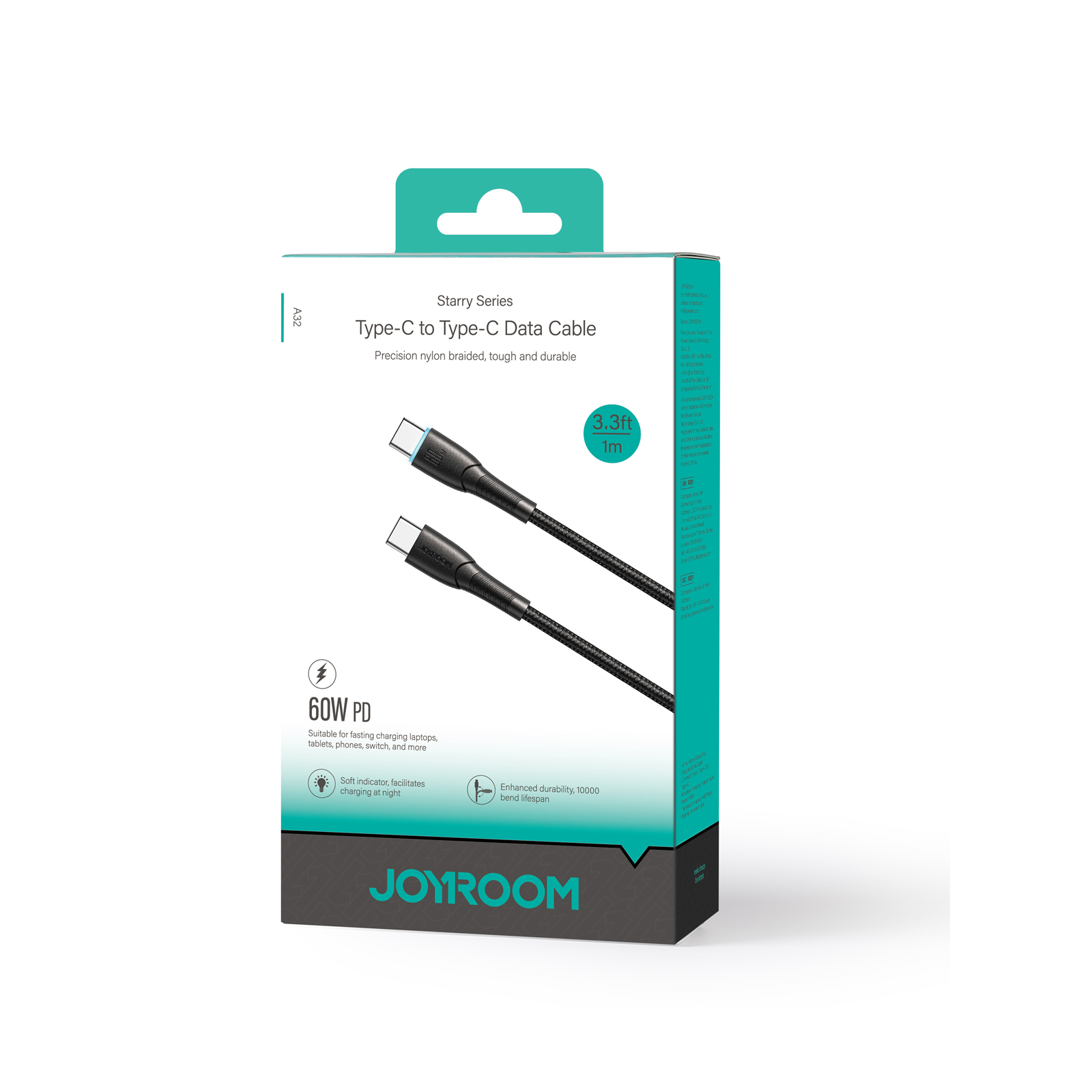 Kabel przewód Starry Series USB-C - USB-C 60W 1m czarny (5)