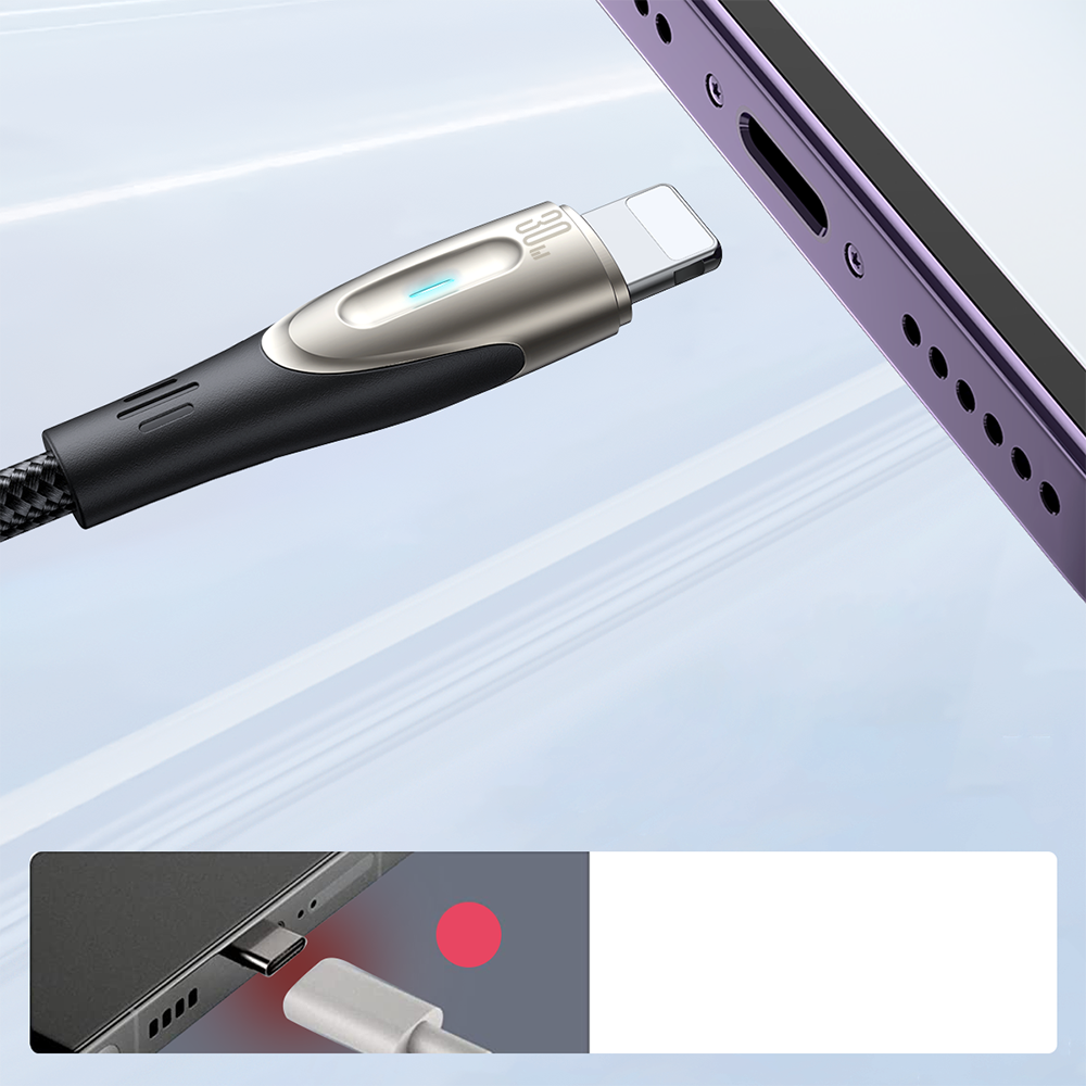 Kabel przewód do iPhone Star-Light Series USB-C - Lightning 30W 1.2m czarny (8)