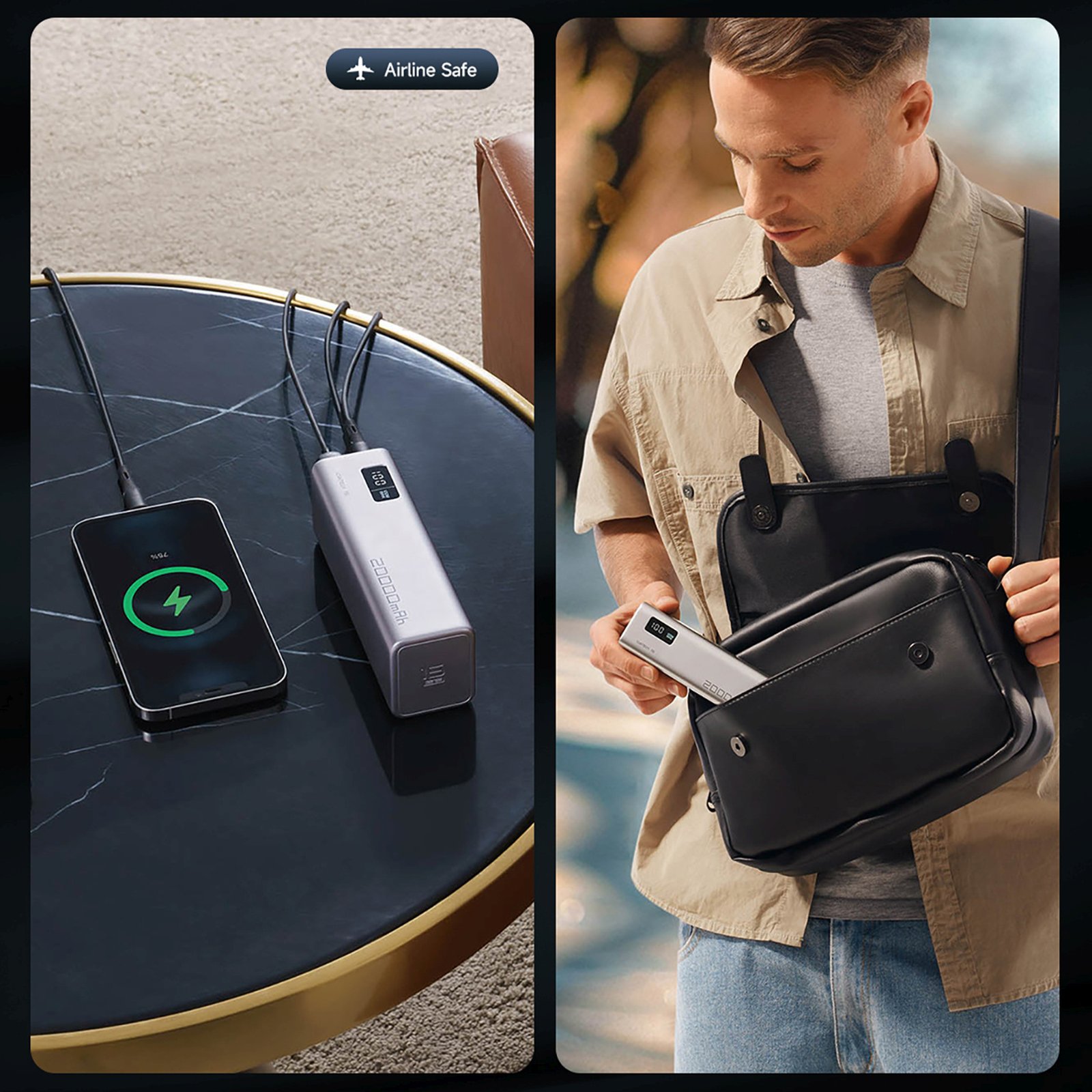 Powerbank 20000mAh USB-C USB-A 100W - szary (6)