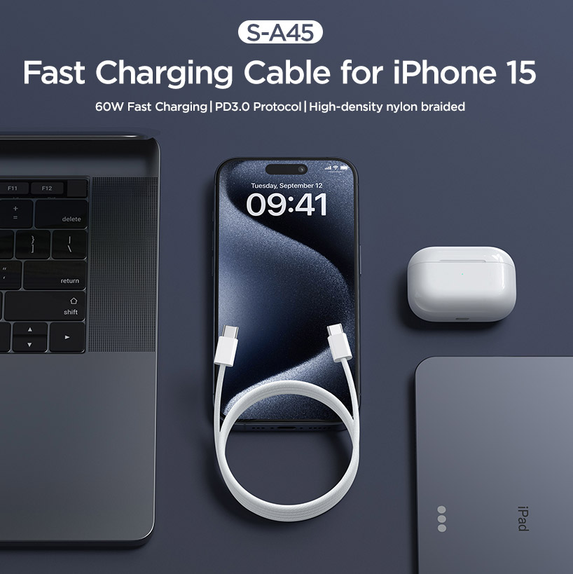 Kabel przewód Ben Series USB-C 60W 1 m - biały (9)