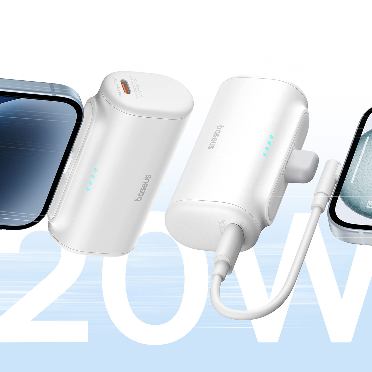 Powerbank 5000mAh iPhone Lightning USB-C Compact 20W - biały (8)