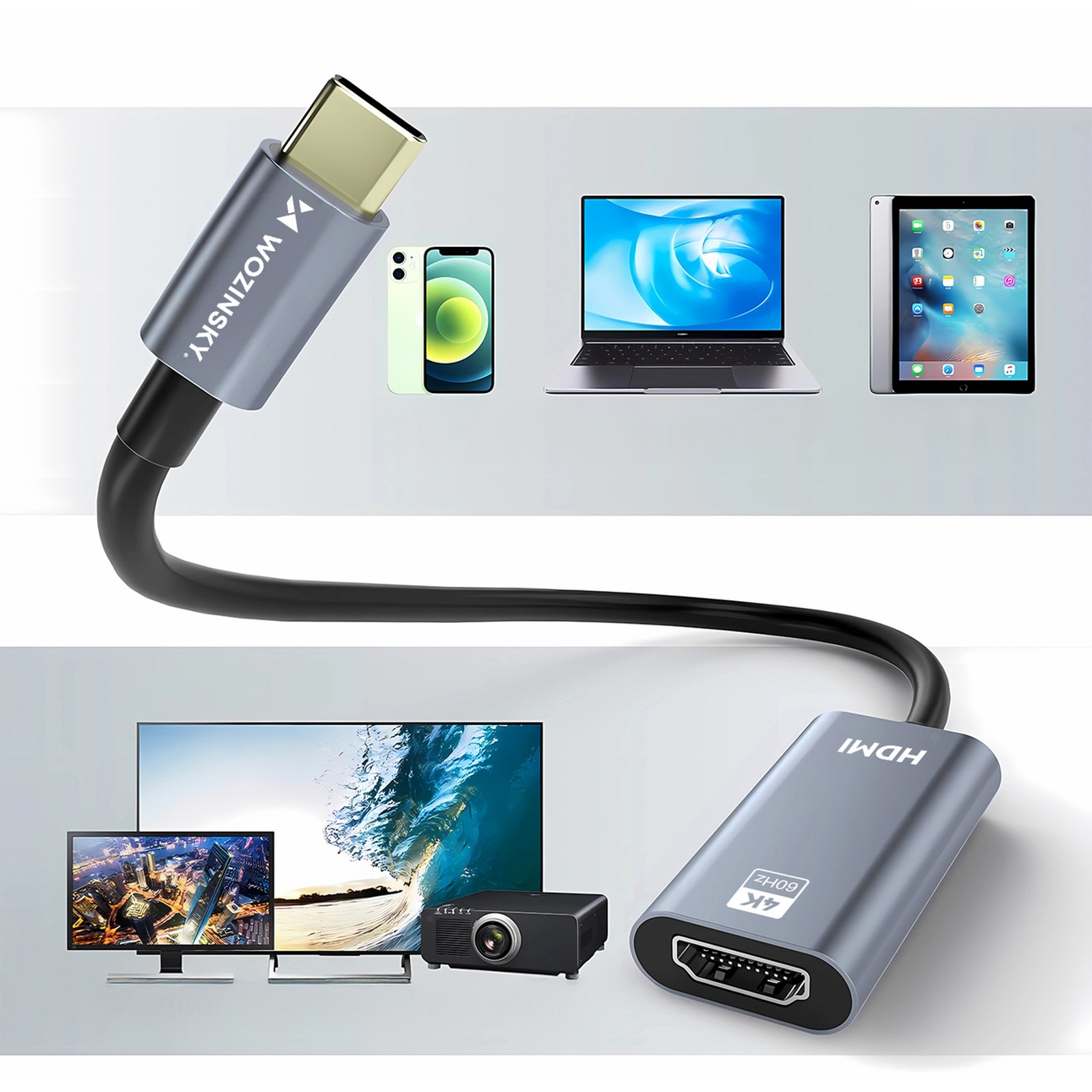 Adapter przejściówka USB-C - HDMI 4K 60Hz - czarny (11)