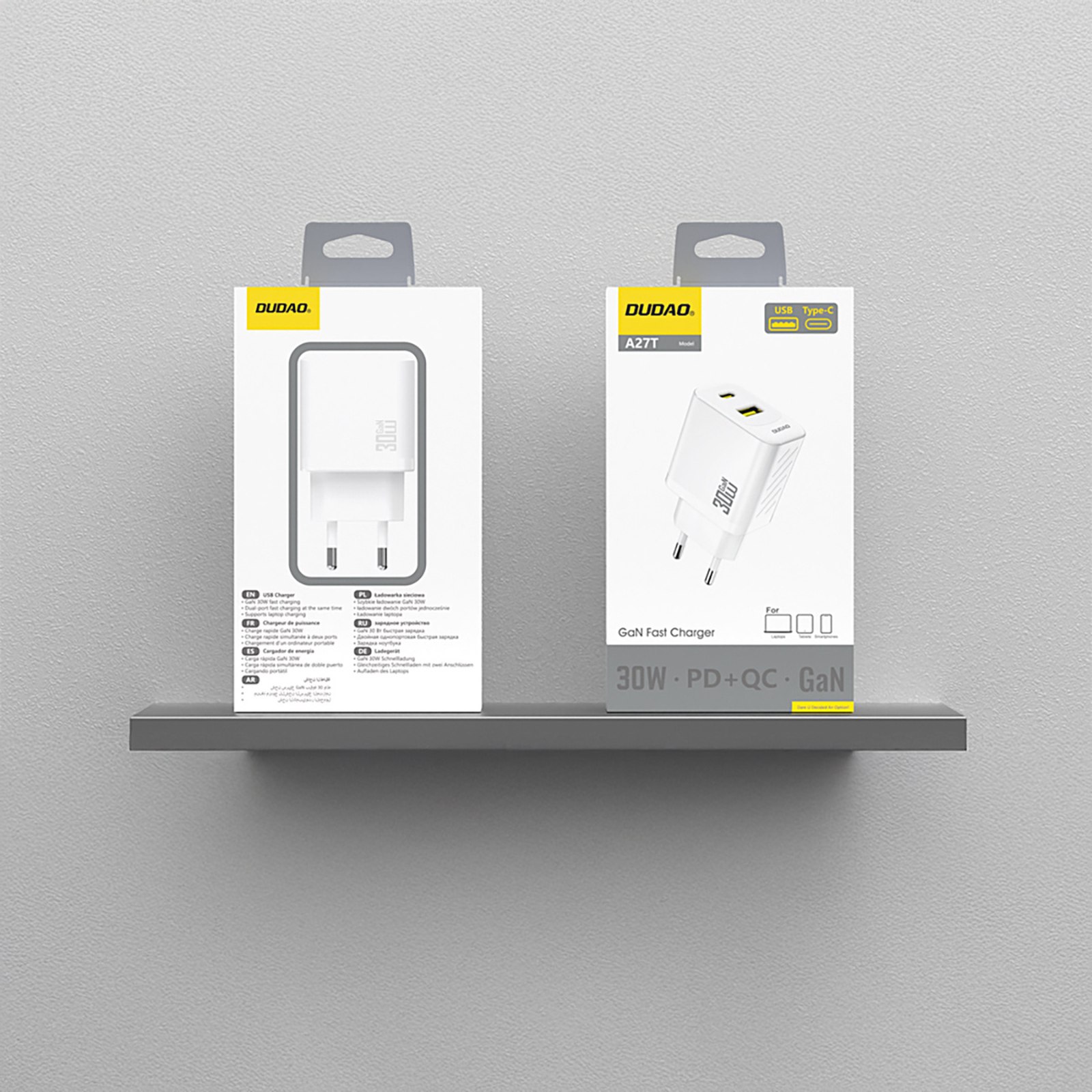 Ładowarka sieciowa USB-A USB-C GaN PD 30W - biała (3)