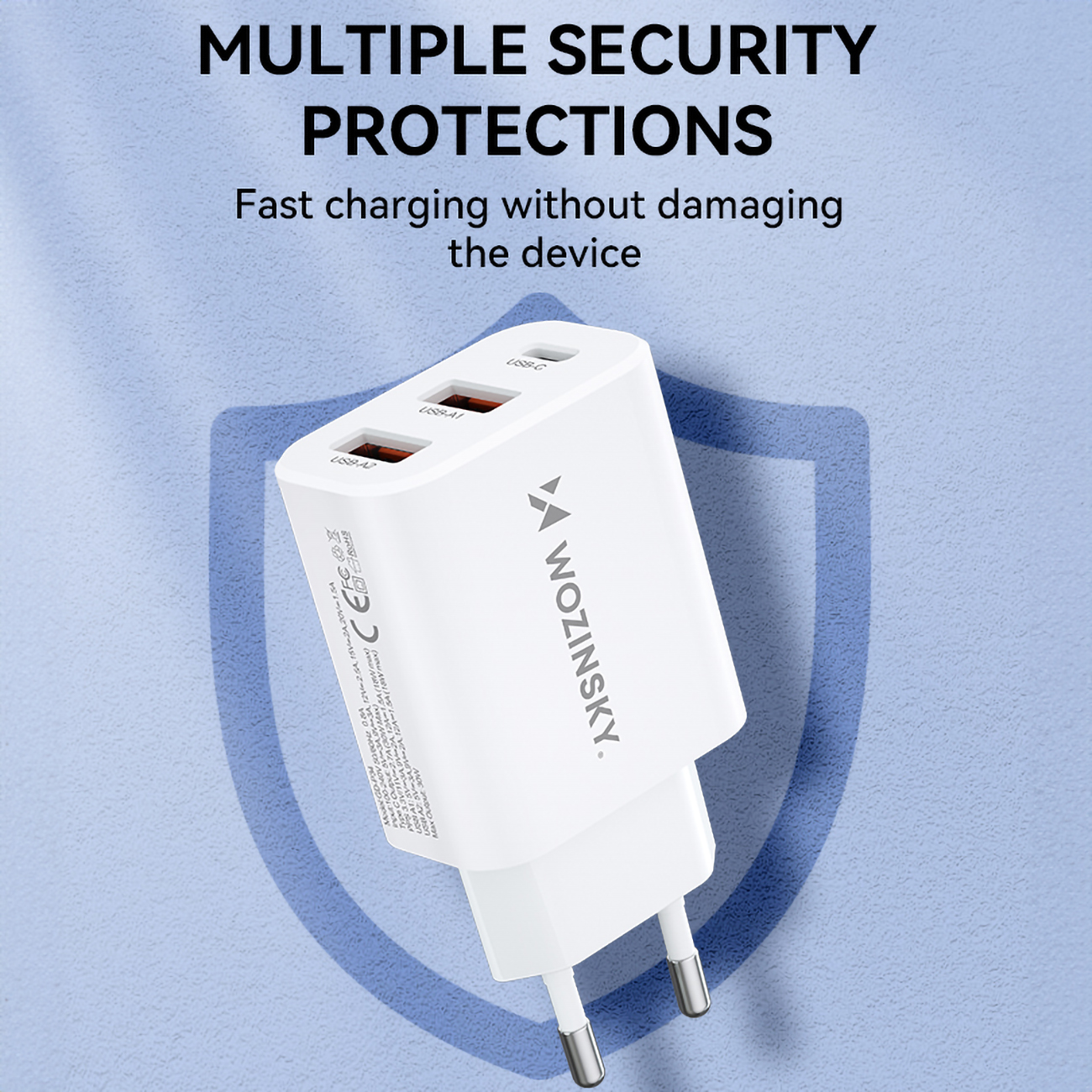 Ładowarka sieciowa 100-240V 30W USB-C 2x USB-A biała (7)