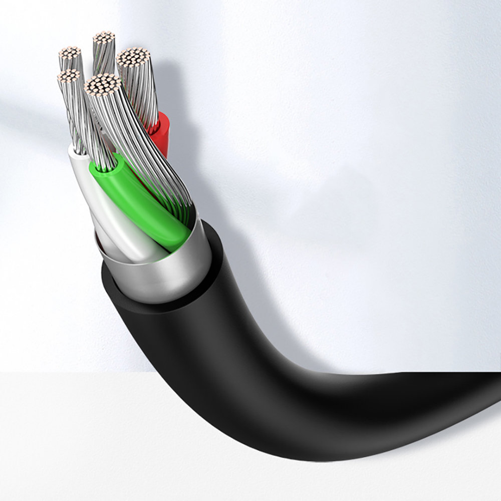 Kabel przewód przejściówka USB - USB-C Quick Charge 3.0 3A 0.25m czarny (10)