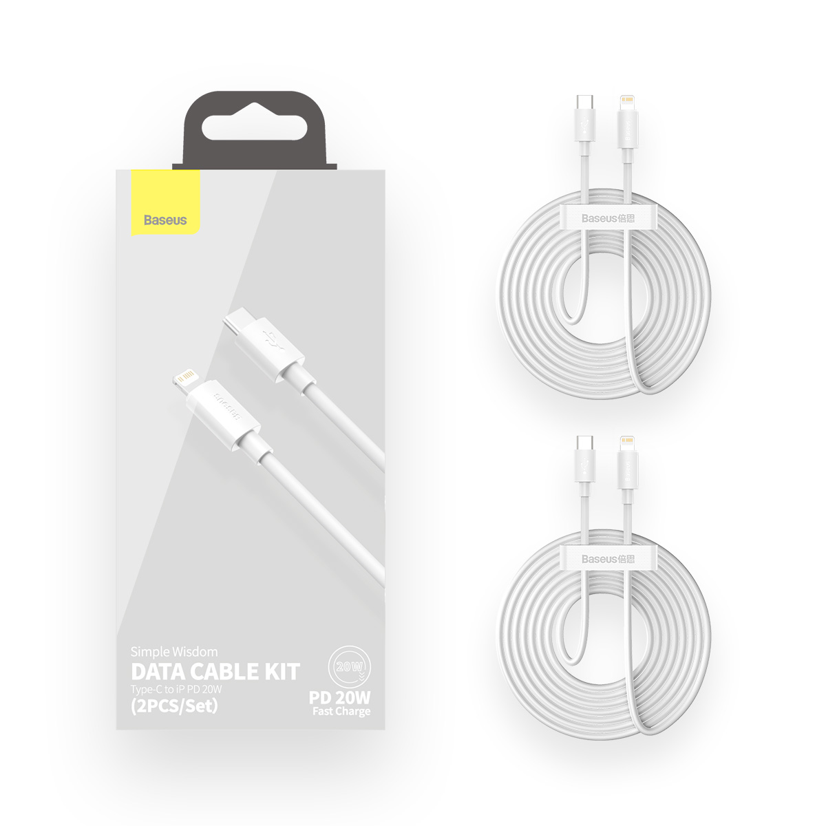 2x Kabel przewód Simple Wisdom iPhone Lightning - USB-C 20W 1.5 m - biały (10)