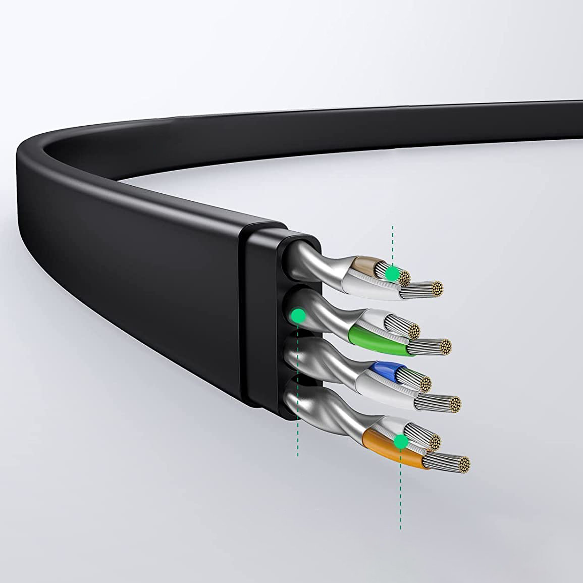 Płaski kabel sieciowy patchcord LAN RJ45 Ethernet Cat. 6 8m czarny (8)