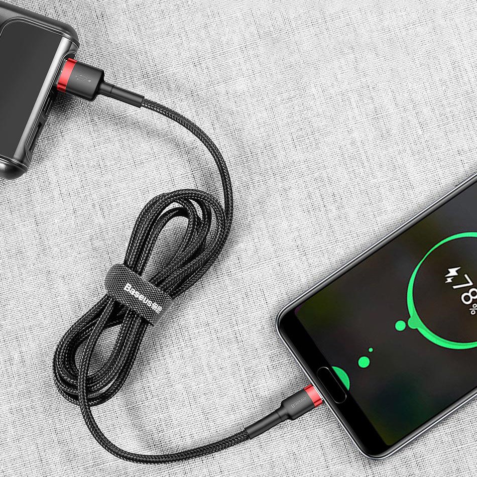Wytrzymały nylonowy kabel przewód USB USB-C QC3.0 2A 3M czarno-czerwony (11)