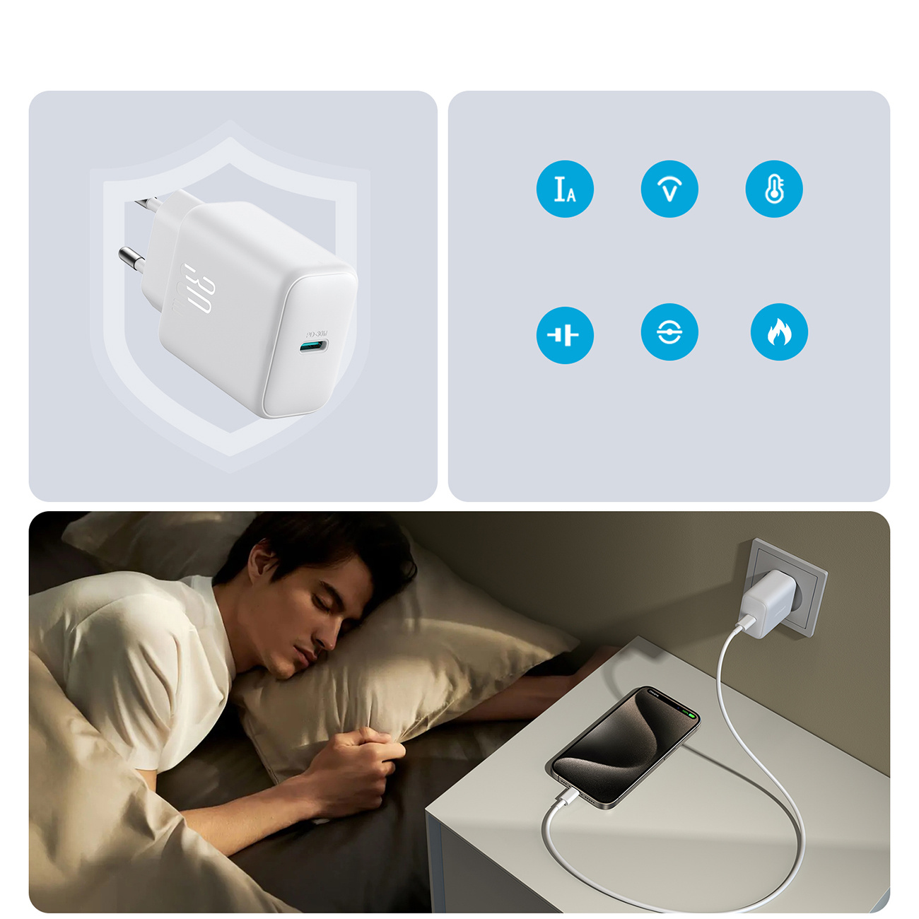 Ładowarka sieciowa USB-C PD 30W QC SFC - biała (10)