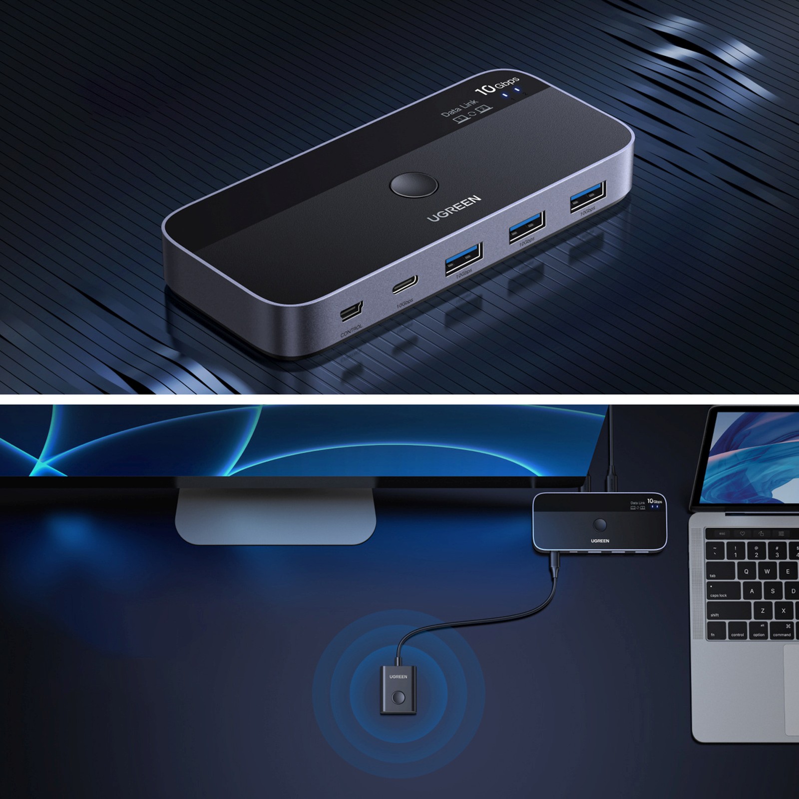 Przełącznik switch USB-C USB-A 10Gb/s - szary (7)