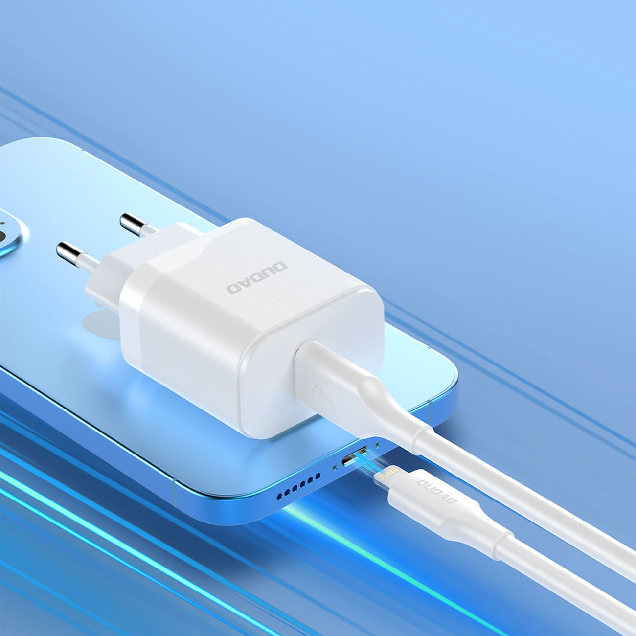 Ładowarka sieciowa USB-A 18W z kablem USB-A - USB-C biała (7)