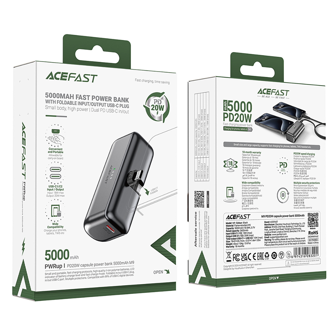 MINI Powerbank 5000mAh do telefonu USB-C PD 20W - czarny (6)