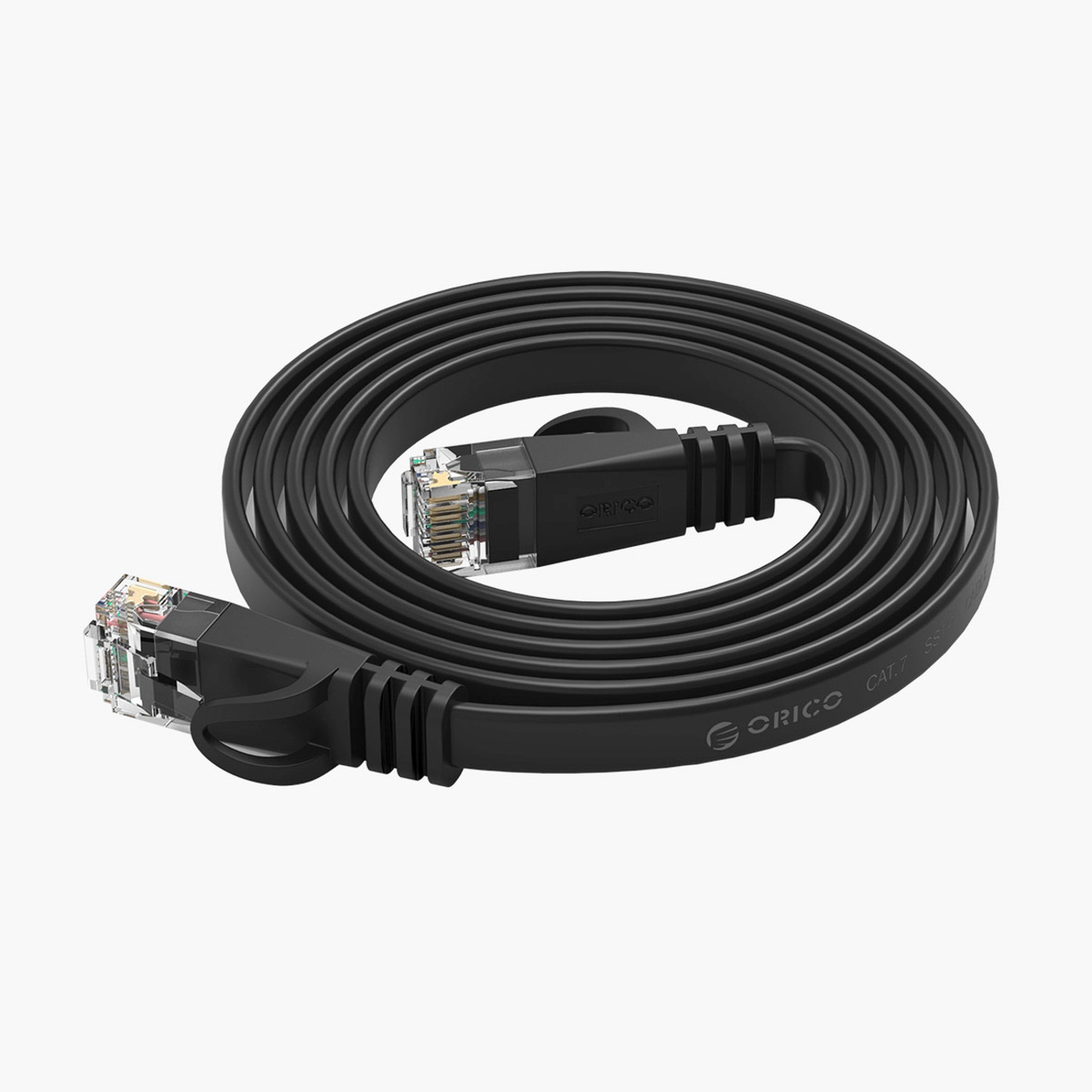Kabel sieciowy internetowy płaski Ethernet CAT7 10Gbps RJ45 LAN 8m - czarny (6)